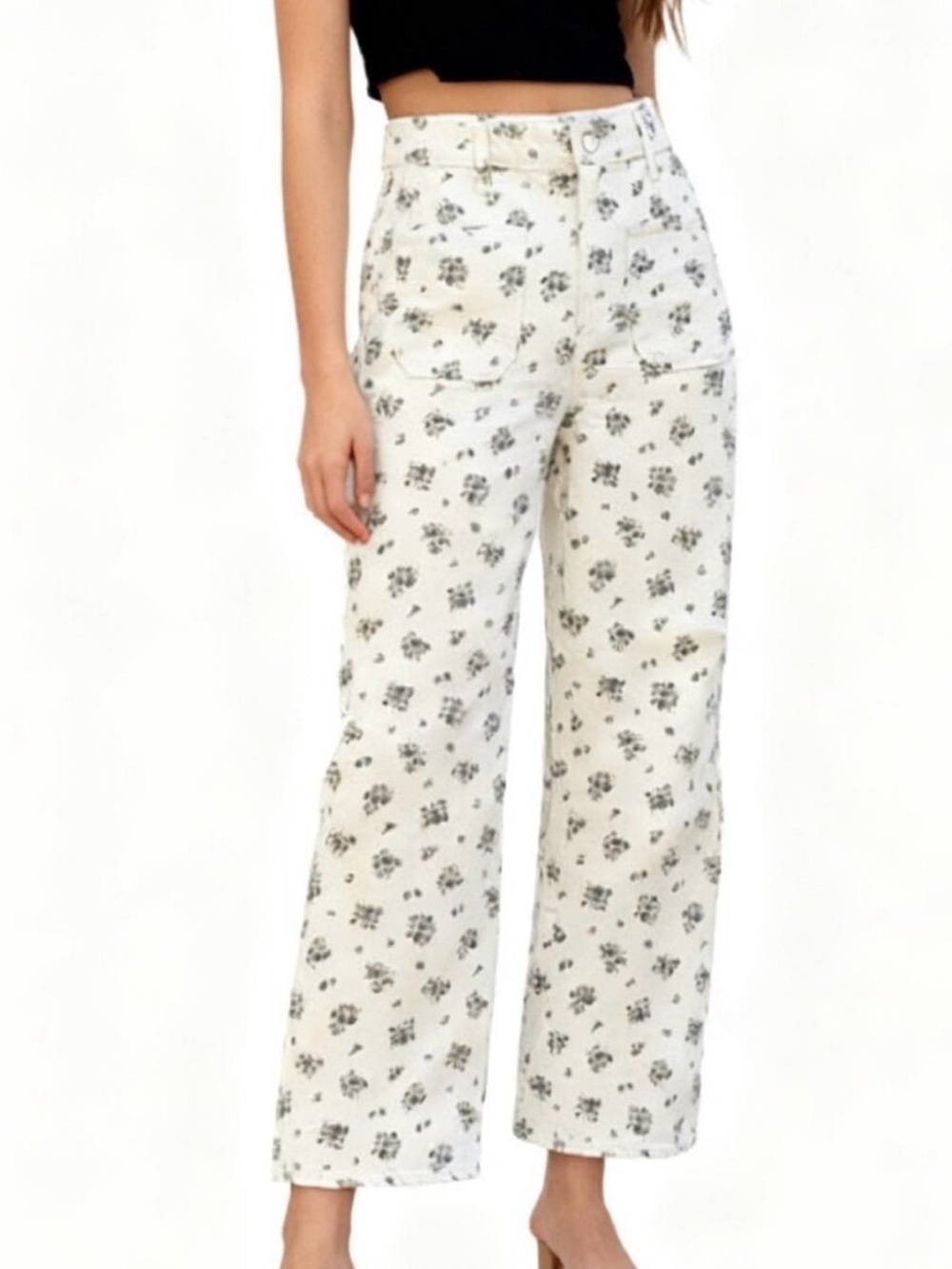 Reformation High Rise Wide Leg Floral Jeans 24